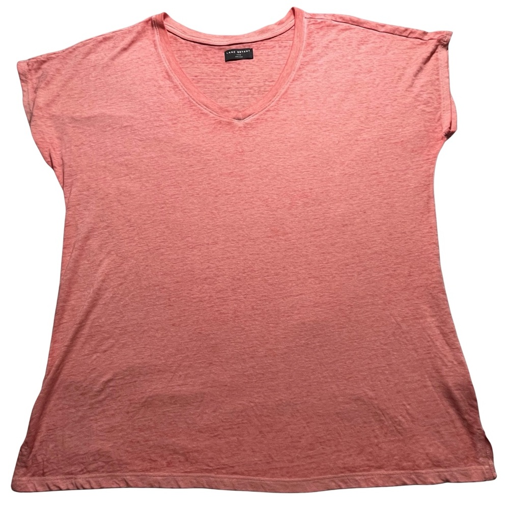 Lane Bryant 14/16 V-Neck Short Sleeve Tee in Coral